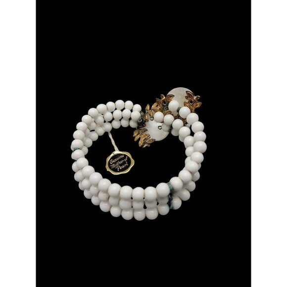 MOP Milk Bead Wrap Bracelet Multistrand Open End Mother of Pearl Disk Ends 7" - Picture 13 of 16